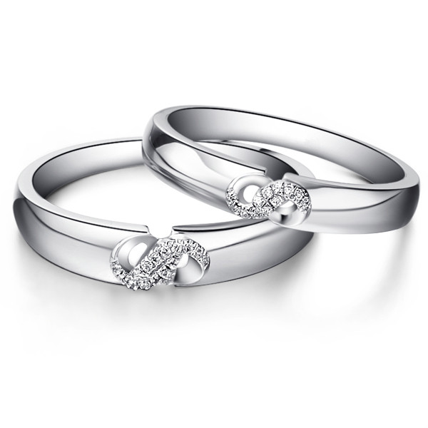 缠绵-白18K金钻石对戒